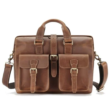 Genuine Men Briefcase Leather 15.6