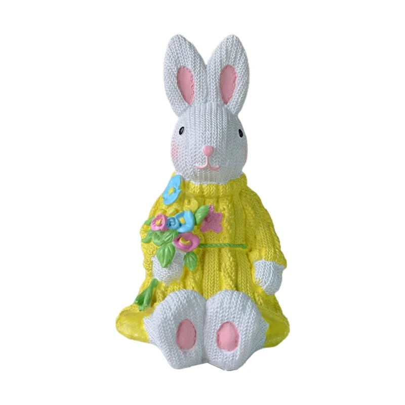Фигурка пасхального кролика Q0KF, полимерный тканый кролик, украшение, подарок на день рождения, свадьбу