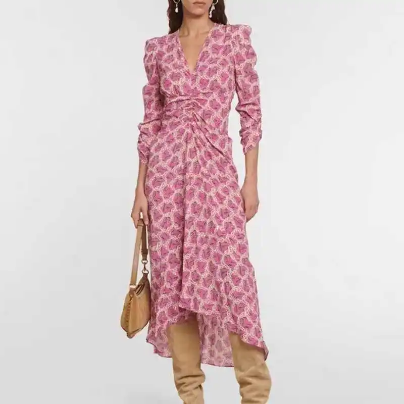 V-neck Pleated Slim Dress Women 2023 Summer New Print Long-sleeved Viscose Mermaid Dress
V-neck Pleated Slim Dress Women 2023 Summer New Print Long-sleeved Viscose Mermaid Dress
