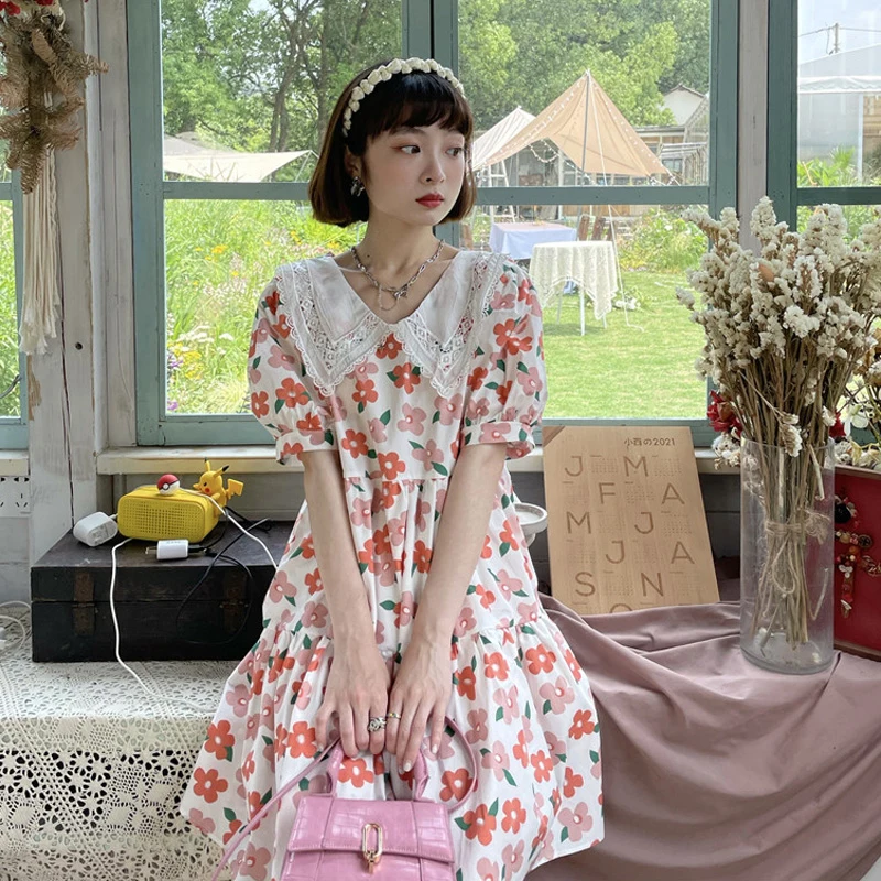Preppy Dress Women Floral Kawaii Casual Puff Sleeve V-Neck Elegant Student 2022 New Korean Fashion Cute Girl Female Summer Dress
Preppy Dress Women Floral Kawaii Casual Puff Sleeve V-Neck Elegant Student 2022 New Korean Fashion Cute Girl Female Summer Dress