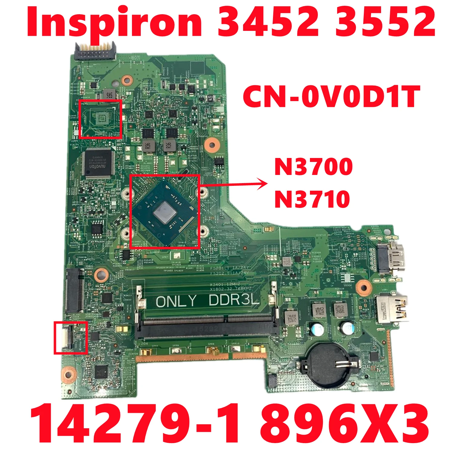 CN-0V0D1T 0V0D1T V0D1T материнская плата для dell Inspiron 3452 3552 ноутбука 14279-1 896X3 с N3700 N3710 DDR3 100%