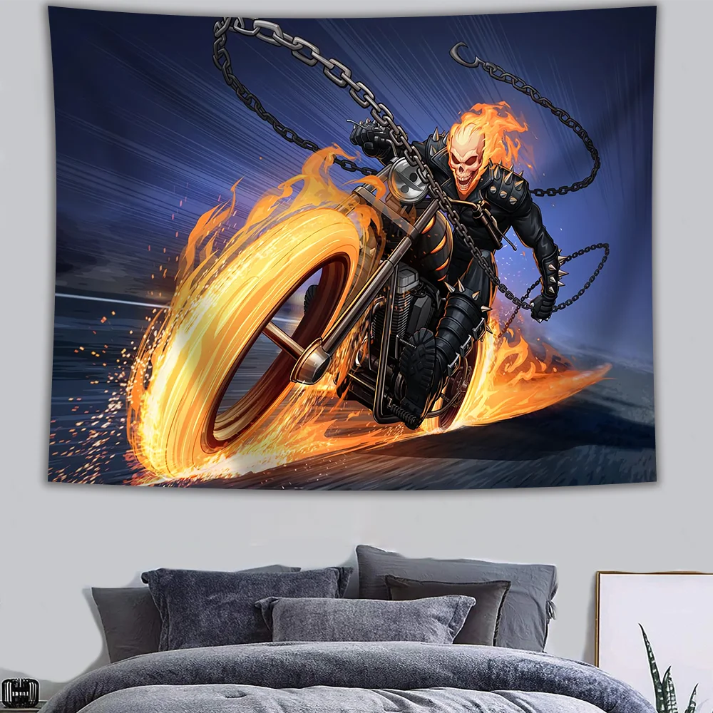 Гобелен в стиле страха, пламени, черепа, Призрачного гонщика, домашний декор, одеяло, шторы, спальни 
Гобелен в стиле страха, пламени, черепа, Призрачного гонщика, домашний декор, одеяло, шторы, спальни