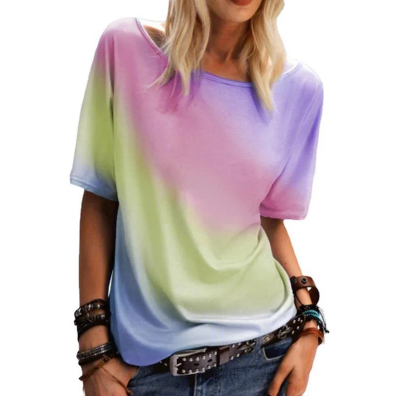5XL Basic Rainbow Colors Shirt Women's Beautiful Blouses Round Neack 2023 Summer Short Sleeve Shirts Oversized Casual Loose Tops
5XL Basic Rainbow Colors Shirt Women's Beautiful Blouses Round Neack 2023 Summer Short Sleeve Shirts Oversized Casual Loose Tops