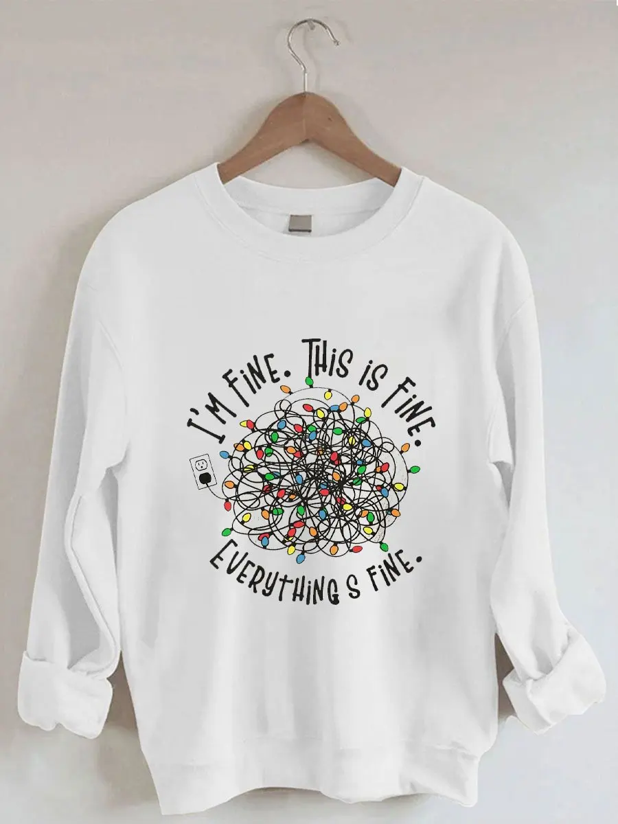 Women's Christmas I'm Fine This Is Fine Everything Is Fine Lantern Print Sweatshirt
Women's Christmas I'm Fine This Is Fine Everything Is Fine Lantern Print Sweatshirt