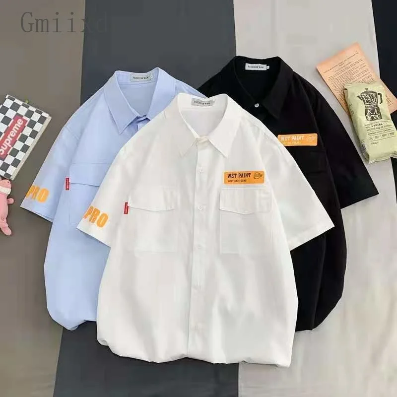 Hip Hop Half Sleeve Shirt Men's 2023SS Loose Trend Korean Cityboy Blouse Men Versatile Urban Letter Print Casual
Hip Hop Half Sleeve Shirt Men's 2023SS Loose Trend Korean Cityboy Blouse Men Versatile Urban Letter Print Casual