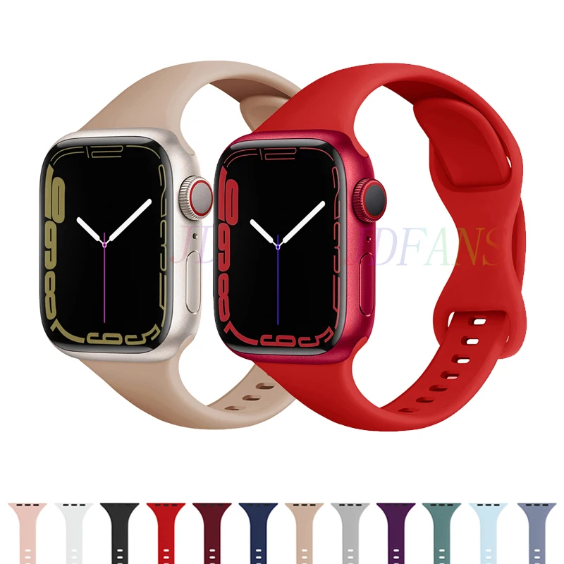 Slim Silicone strap for Apple watch band 44mm 40mm 38mm 42mm soft wrsit correa belt bracelet iWatch serie 7 3 4 5 se 6 watchband
Slim Silicone strap for Apple watch band 44mm 40mm 38mm 42mm soft wrsit correa belt bracelet iWatch serie 7 3 4 5 se 6 watchband