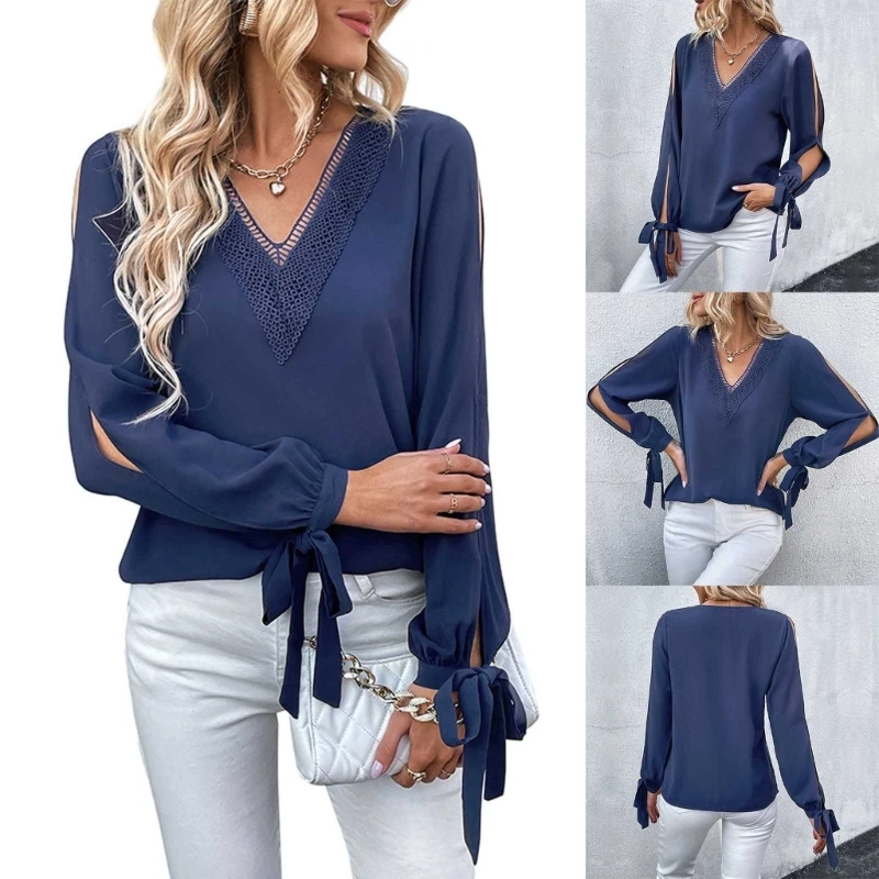 Women's Long Sleeve T Shirt Lace V Neck Shirts Causal Loose Blouses Tunics Tops Drop Shipping
Women's Long Sleeve T Shirt Lace V Neck Shirts Causal Loose Blouses Tunics Tops Drop Shipping