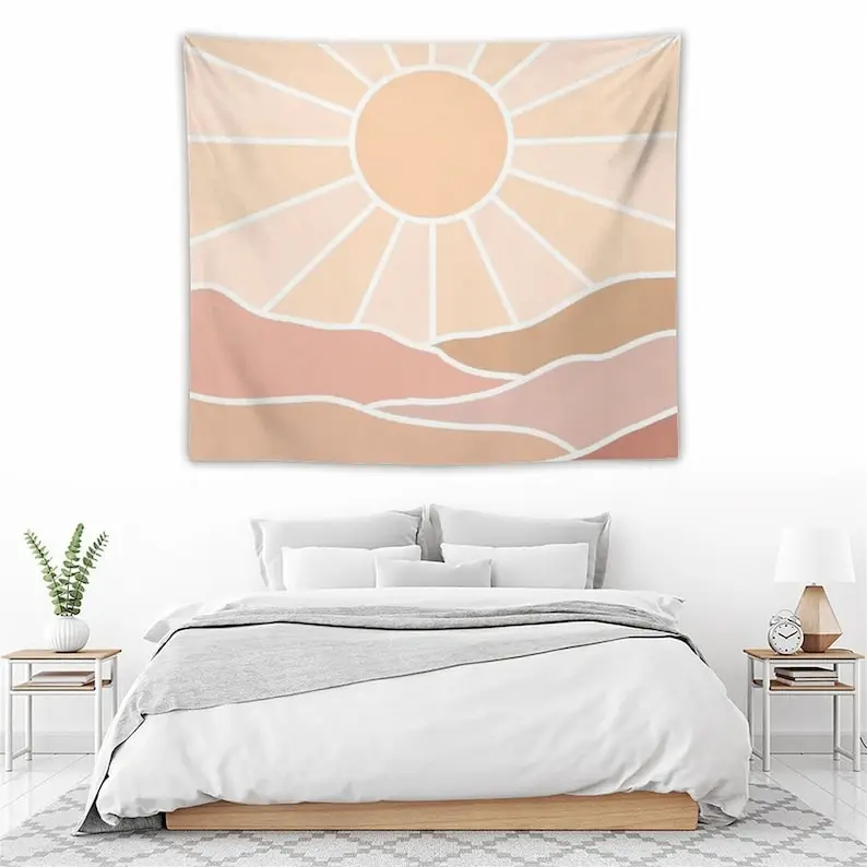Mountain Sun Boho Tapestry Simple Art Sunrise Nature Tapestry Sunset Landscape Aesthetic for Bedroom College Dorm Wall Hanging 
Mountain Sun Boho Tapestry Simple Art Sunrise Nature Tapestry Sunset Landscape Aesthetic for Bedroom College Dorm Wall Hanging