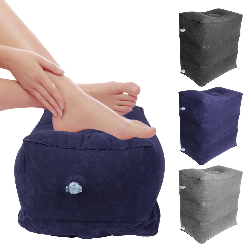 

Travel Foot Rest Pillows Inflatable PVC Adjustable High Footrest Pillow Leg Support 3 Layers Foot Pad On Airplane Car Bus