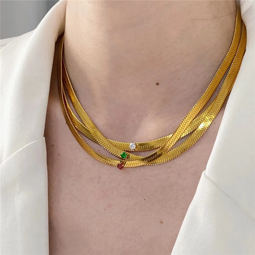 Fashion Women Snake Chain Necklace Stainless Steel Herringbone Gold Color Zircon Choker For Women Collar Jewelry
Fashion Women Snake Chain Necklace Stainless Steel Herringbone Gold Color Zircon Choker For Women Collar Jewelry