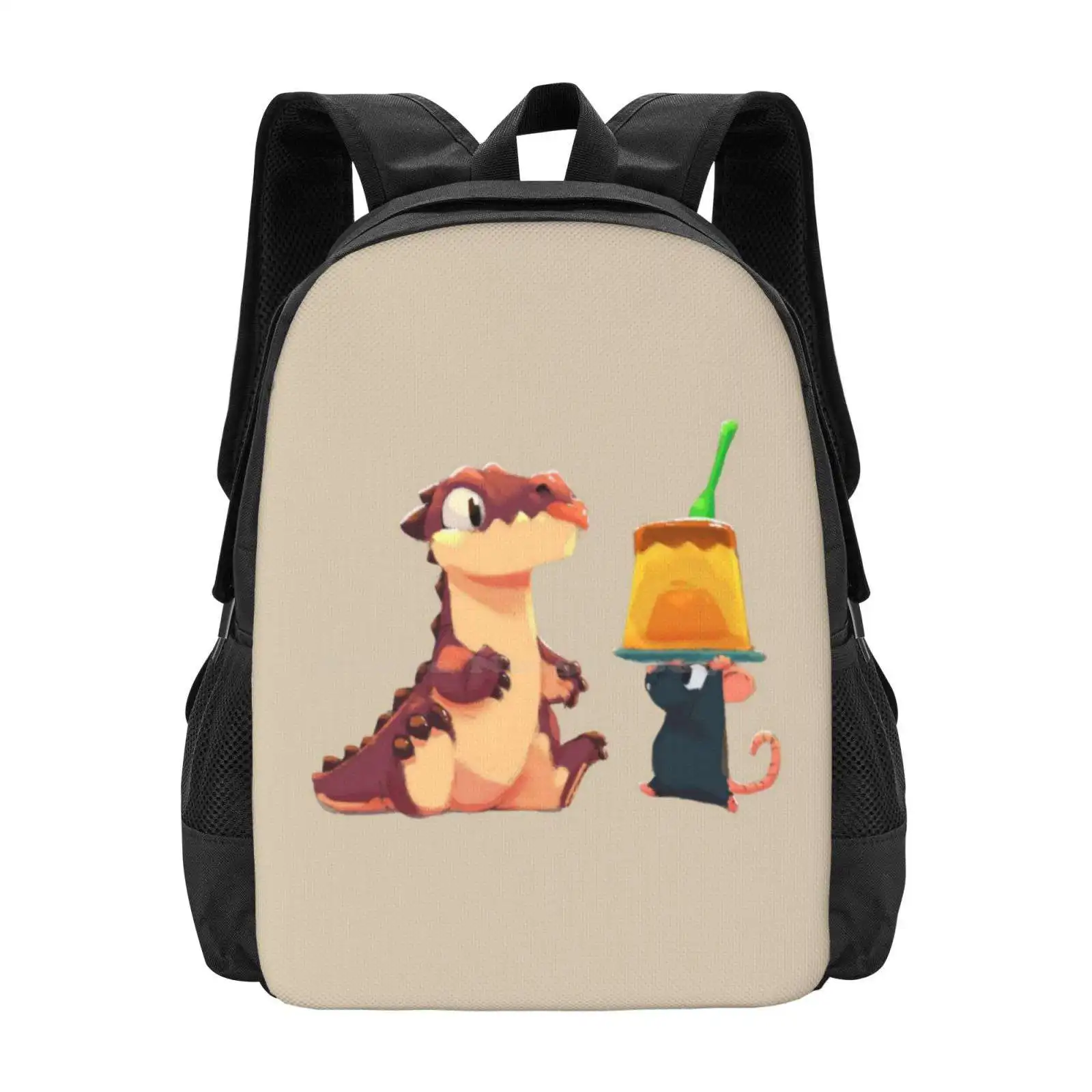 

Dragon And Mouse School Bags For Teenage Girls Laptop Travel Bags Pet Orange Dark Food Cute Pastel Chibi Colorful Bake Funny