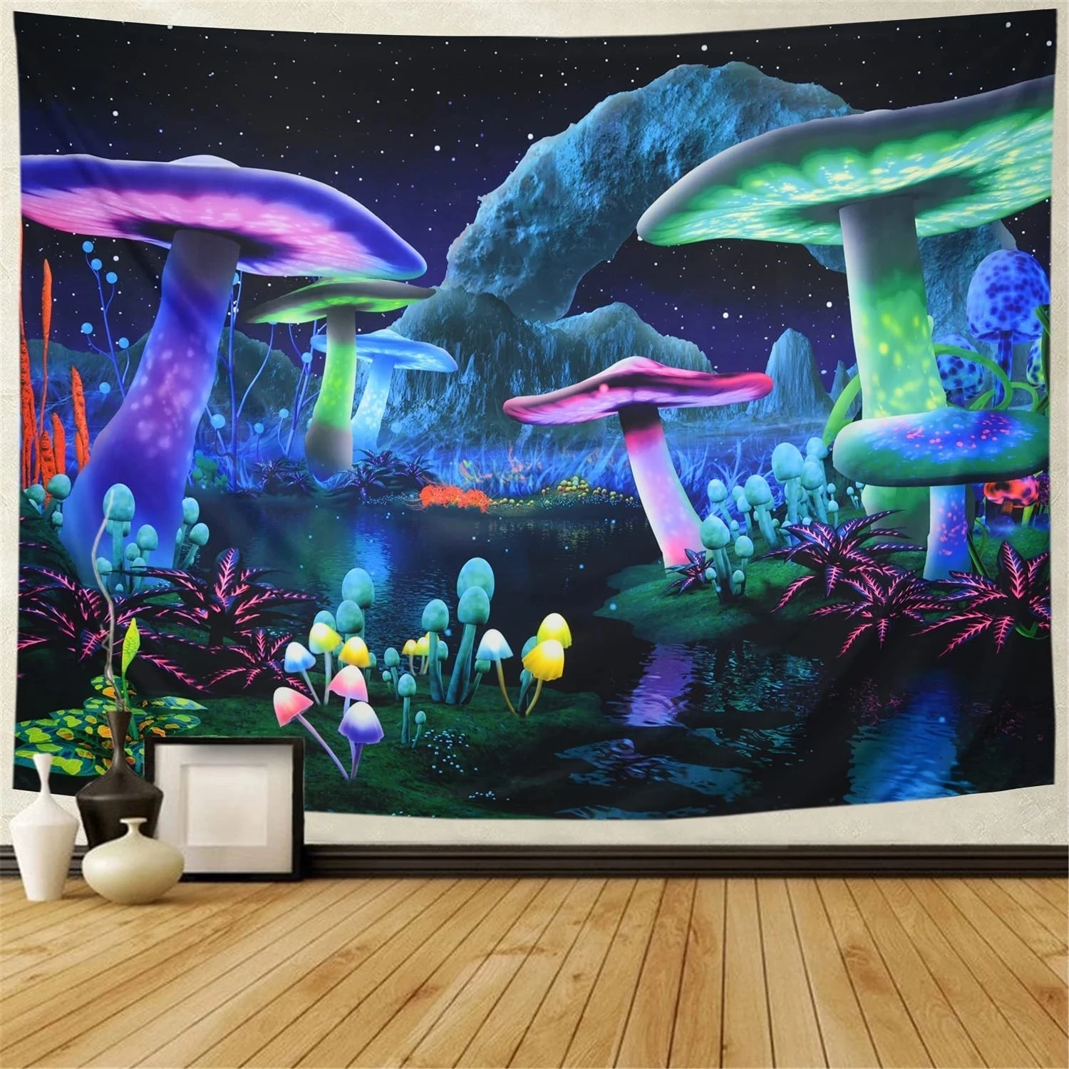 

Psychedelic Mushroom Tapestry Fantasy Plant Tapestry Galaxy Space Tapestry Starry Night Tapestry Wall Hanging