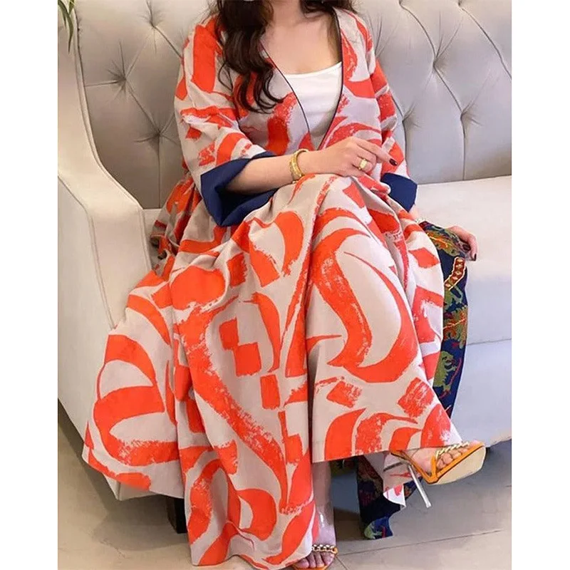 Women 2023 Summer Long Sleeve Loose Pullover Dress Casual Spring V Neck Vintage Long Dress Fashion Female Print Maxi Party Dress
Women 2023 Summer Long Sleeve Loose Pullover Dress Casual Spring V Neck Vintage Long Dress Fashion Female Print Maxi Party Dress