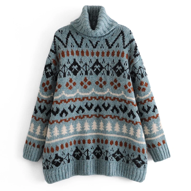 Ladies Sweater 2020 Retro Geometric Print Turtleneck Sweater Oversized Sweater Loose Long Pullover Chic Top
Ladies Sweater 2020 Retro Geometric Print Turtleneck Sweater Oversized Sweater Loose Long Pullover Chic Top