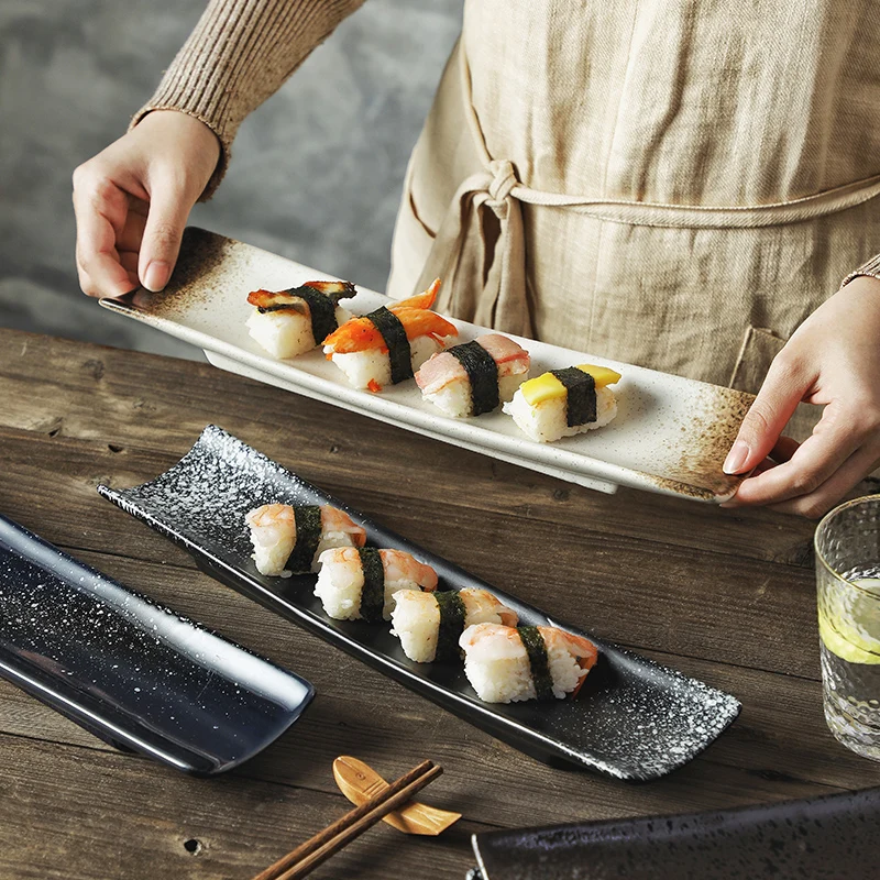Japanese Ceramic Rectangular Sushi Long Plate Dessert Cake Snack Pastry Western Food Salmon Sashimi Grilled Chicken Wings Plate
Japanese Ceramic Rectangular Sushi Long Plate Dessert Cake Snack Pastry Western Food Salmon Sashimi Grilled Chicken Wings Plate