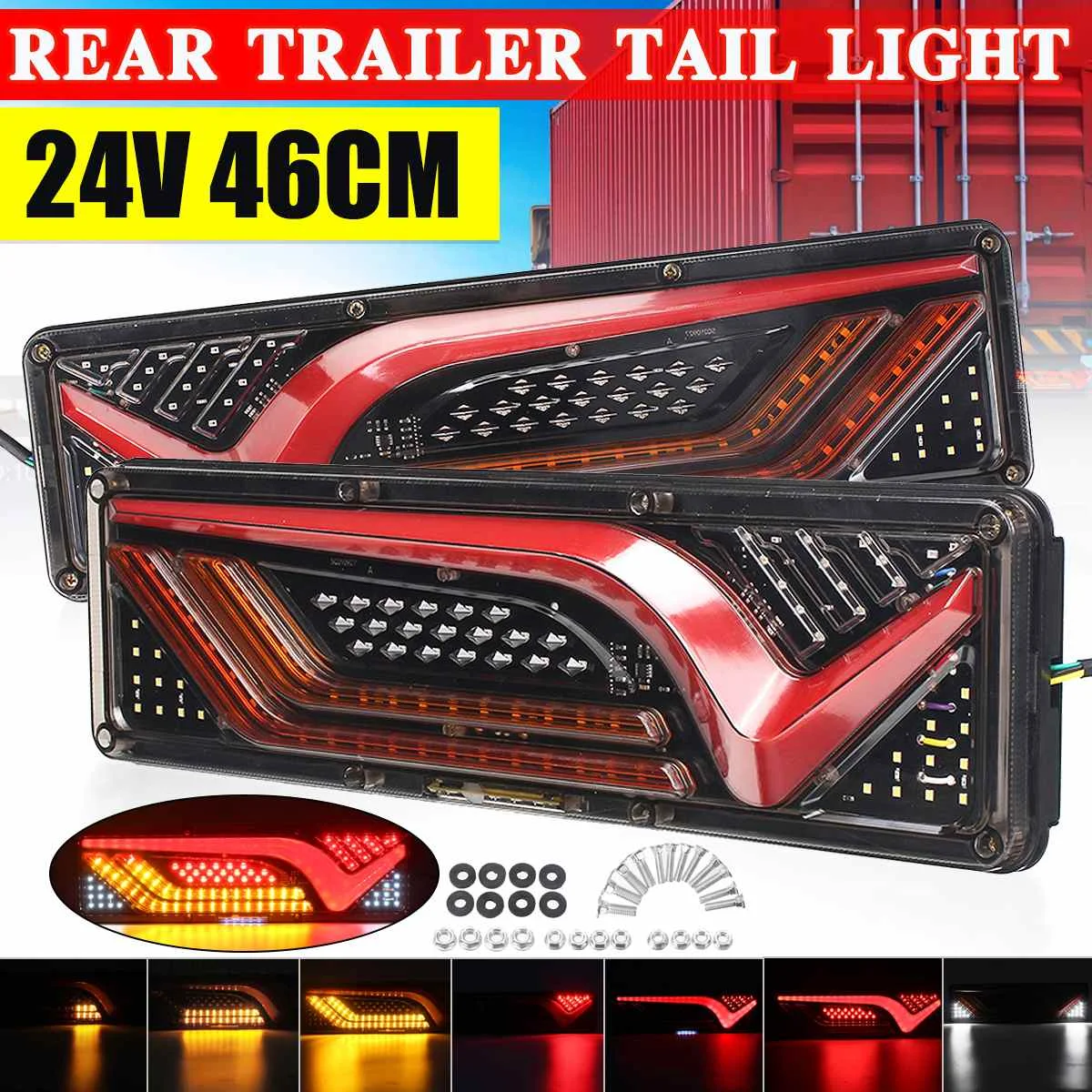 

2PCS 24V Dynamic LED Truck Tail Light Turn Signal Rear Brake Lights Reverse Lamp Trailer Lorry Bus Camper Caravan for Kamaz