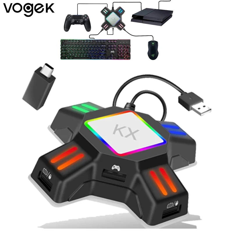 

Адаптер Vogek KX, переключатель, конвертер игровой клавиатуры, мыши для контроллера Xbox серии PS4, USB игровая консоль