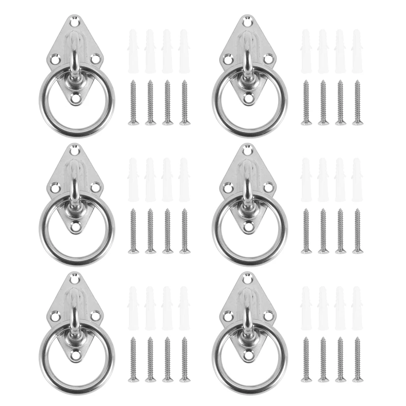 6Pcs 80Mmx50mm Mounting Hook For Wall Or Ceiling With Round Ring Stainless Steel - Bracket/Attachment For Sling Trainer
6Pcs 80Mmx50mm Mounting Hook For Wall Or Ceiling With Round Ring Stainless Steel - Bracket/Attachment For Sling Trainer