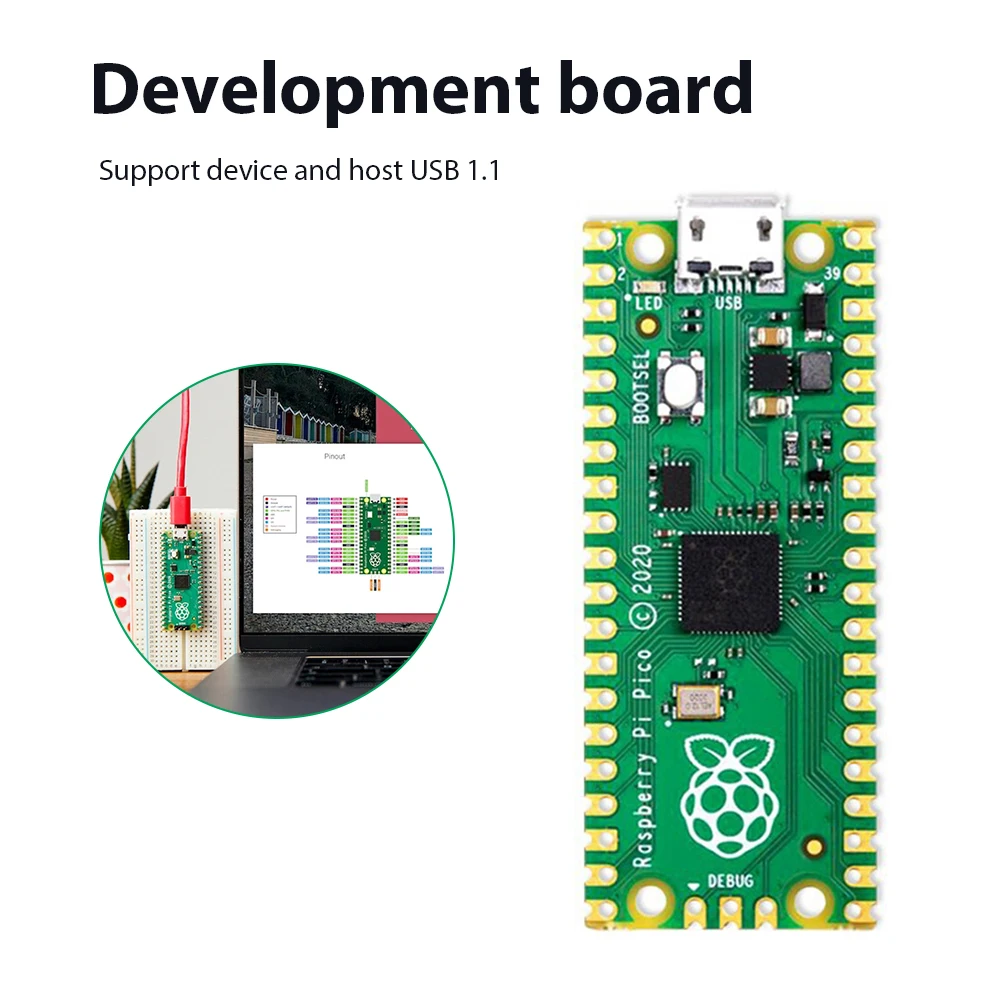 For Raspberry Pi PICO Development Board Kit High-Performance Dual-Core ARM Cortex M0+ Processor RP2040 Microcontroller Board
For Raspberry Pi PICO Development Board Kit High-Performance Dual-Core ARM Cortex M0+ Processor RP2040 Microcontroller Board