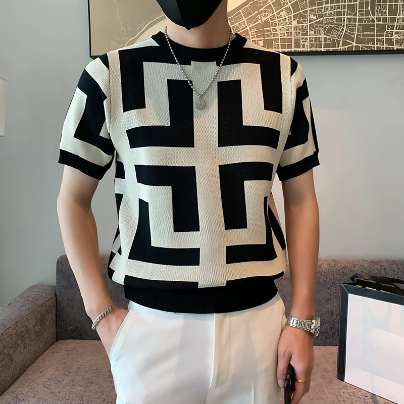 Brand Clothing Men's Summer High Quality Short Sleeve Knit T-shirts/Male Slim Fit Fashion Round Neck Knit Sweaters 3XL-M
Brand Clothing Men's Summer High Quality Short Sleeve Knit T-shirts/Male Slim Fit Fashion Round Neck Knit Sweaters 3XL-M