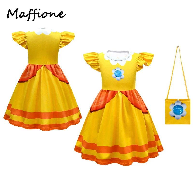 Kids Peach Cosplay Princess Costume Girls Dress Outfits Yellow Skirts Bags Set Children Halloween Carnival Party Disguise Suit
Kids Peach Cosplay Princess Costume Girls Dress Outfits Yellow Skirts Bags Set Children Halloween Carnival Party Disguise Suit