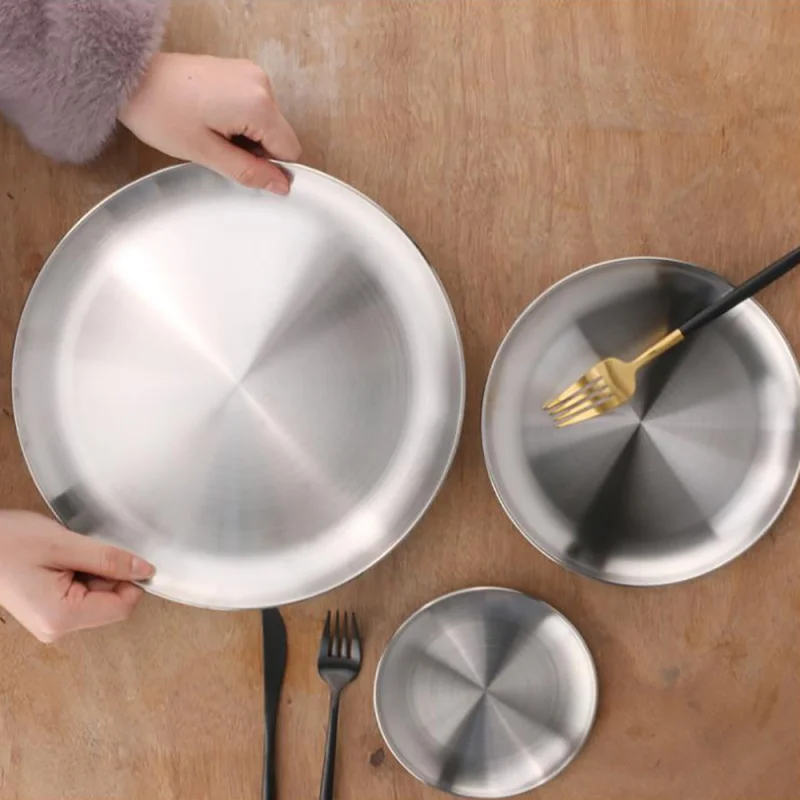 Stainless steel Dinner Plates Restaurant Gold Serving Tray Round Dessert Cake Snack Dishes Silver Storage Plate Korean Cutlery
Stainless steel Dinner Plates Restaurant Gold Serving Tray Round Dessert Cake Snack Dishes Silver Storage Plate Korean Cutlery