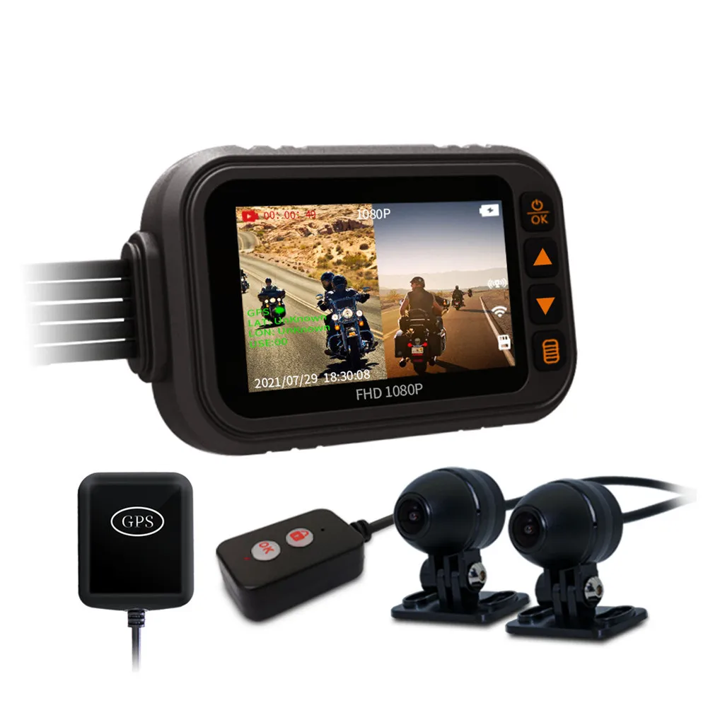 1x 1080P HD WIFI GPS 3INCH Dual Camera Motorcycle Dashcam DVR Dash Cam Driving Recorder/Waterproof Durable Convenient Install
1x 1080P HD WIFI GPS 3INCH Dual Camera Motorcycle Dashcam DVR Dash Cam Driving Recorder/Waterproof Durable Convenient Install