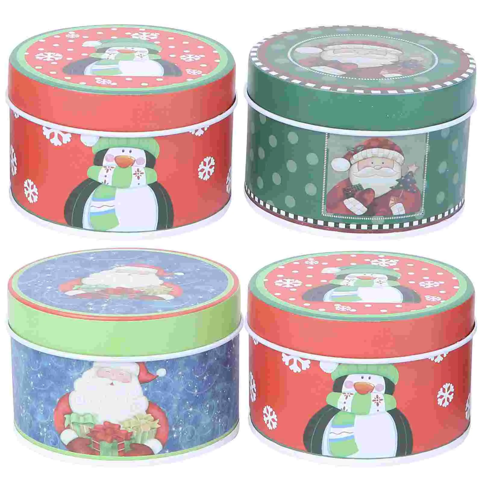 

Christmas Tin Boxes Gift Box Candycans Metal Cookie Holiday Goodie Favor Containers Wrapping Can Window Lidslid Tinplate Present