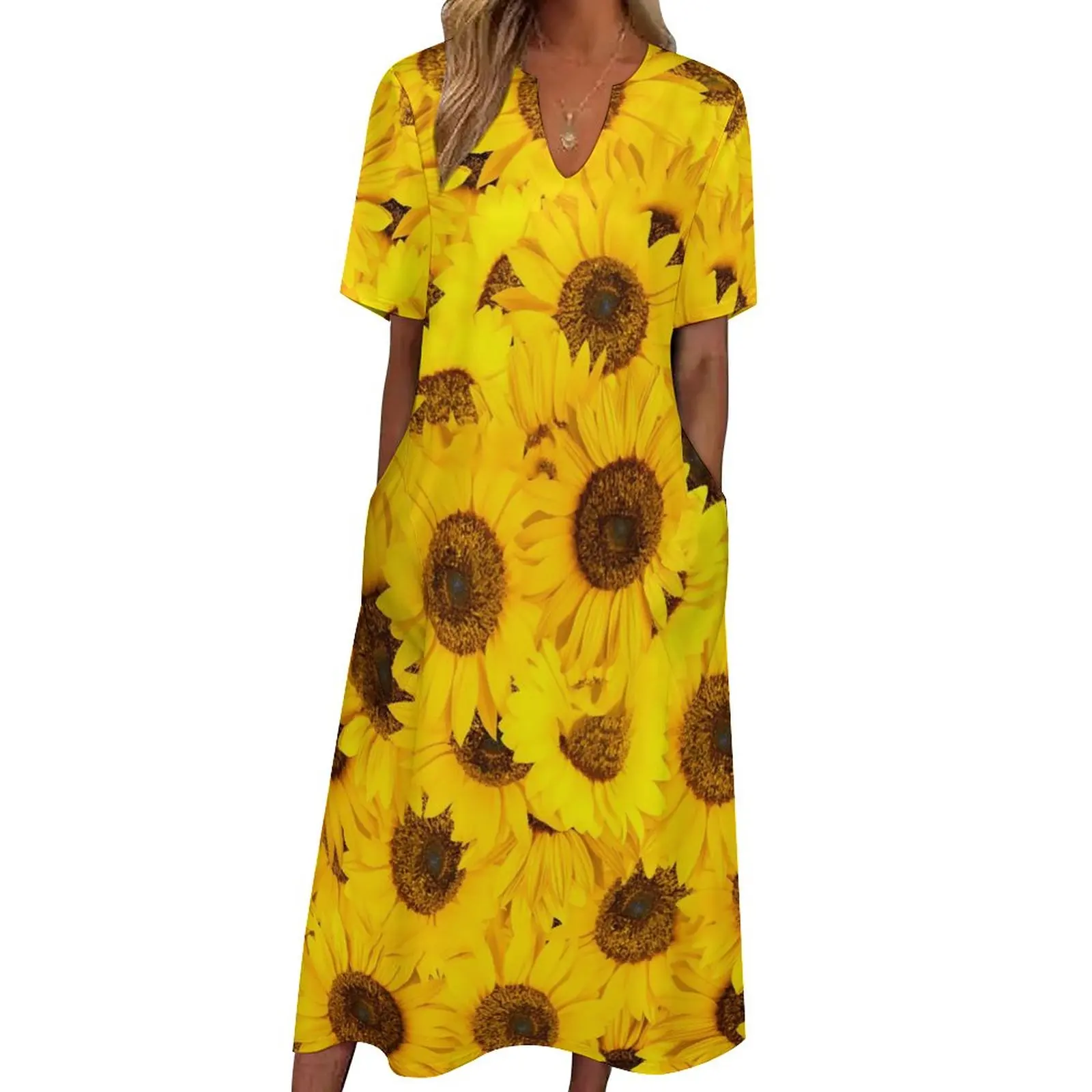 Sunflower Dress Yellow Floral Print Vintage Maxi Dress Street Wear Casual Long Dresses Women V Neck Pattern Oversized Vestido
Sunflower Dress Yellow Floral Print Vintage Maxi Dress Street Wear Casual Long Dresses Women V Neck Pattern Oversized Vestido