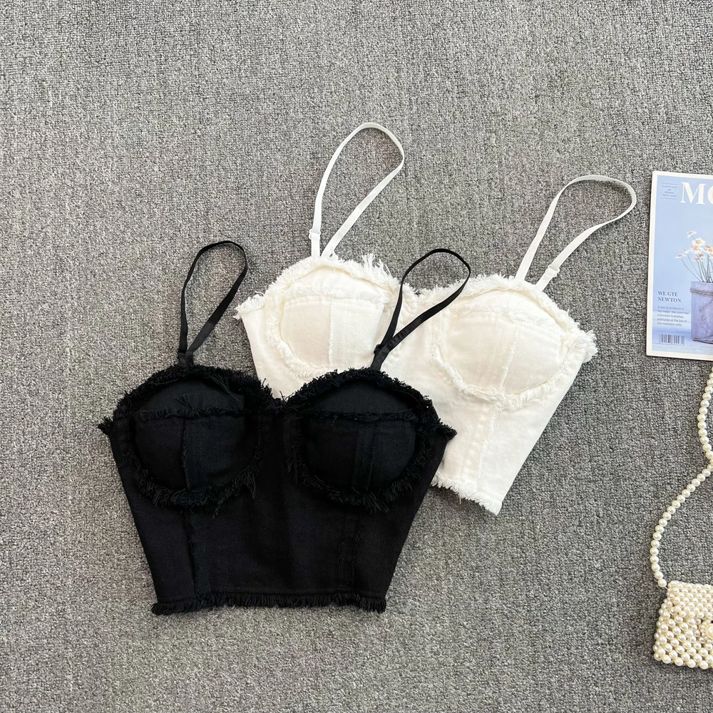 Purely Sexy Hot Girl Slim Fit Denim Suspender Vest Women's Foreign Style Belt Chest Pad Short Exposed Navel Top Summer
Purely Sexy Hot Girl Slim Fit Denim Suspender Vest Women's Foreign Style Belt Chest Pad Short Exposed Navel Top Summer