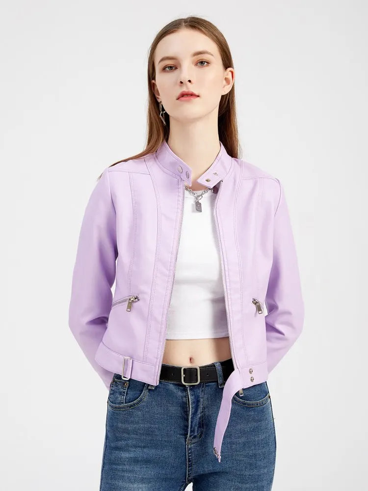Women's Short Small PU Leather Jacket Spring Autumn Stand Collar Ladies Cross-border Thin Coat
Women's Short Small PU Leather Jacket Spring Autumn Stand Collar Ladies Cross-border Thin Coat