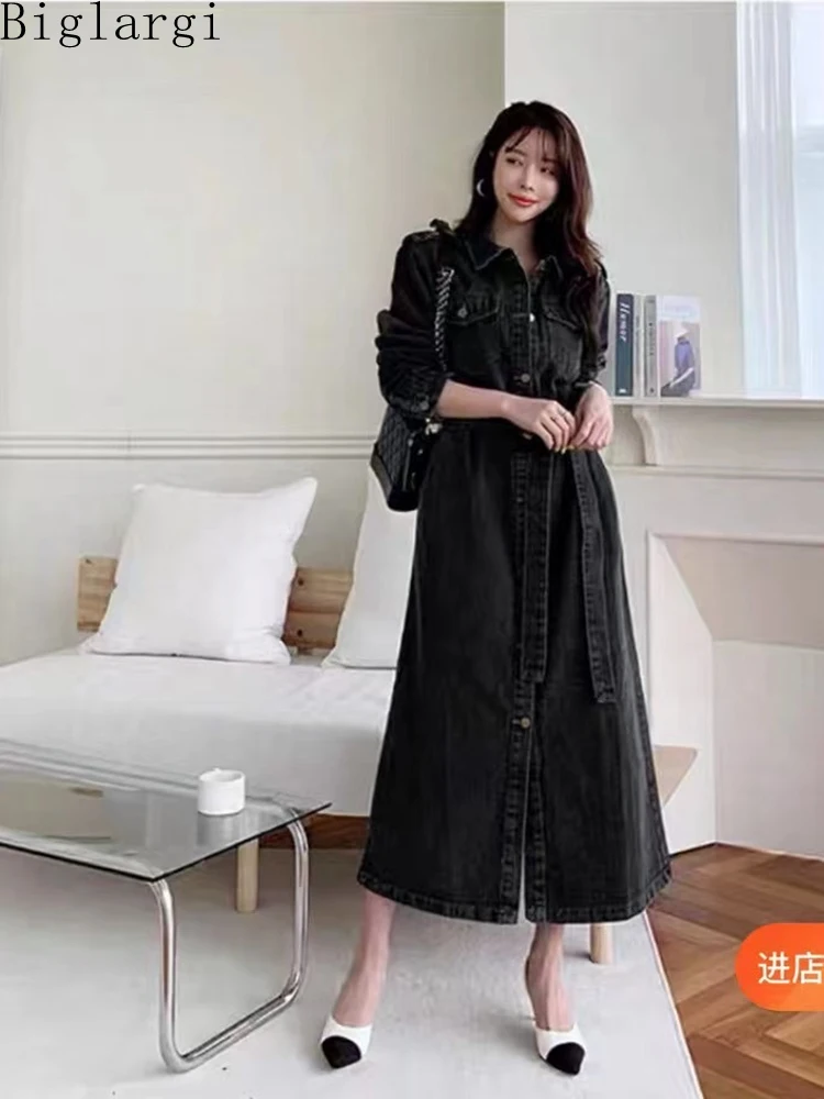 Korea Chic 2022 New Autumn Women Shirt Denim Dress Ladies Womens Casual Dresses Fashion Vintage Black Denims Cotton Long Dress
Korea Chic 2022 New Autumn Women Shirt Denim Dress Ladies Womens Casual Dresses Fashion Vintage Black Denims Cotton Long Dress