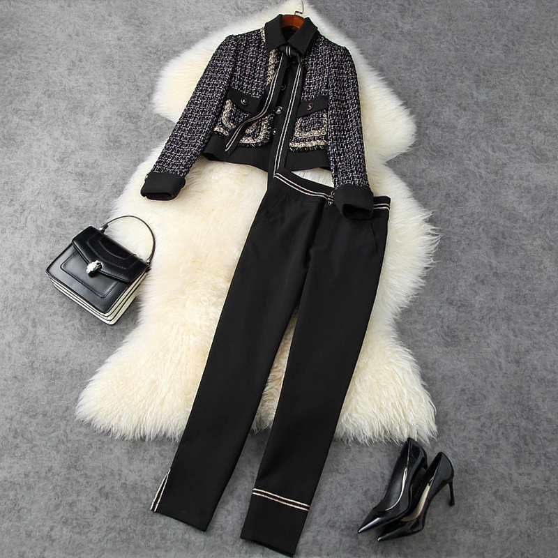 HIGH QUALITY New 2022 Designer Runway Suit Set Women's Lapel Tweed Jacket High Waist Straight Leg Pants Suit
HIGH QUALITY New 2022 Designer Runway Suit Set Women's Lapel Tweed Jacket High Waist Straight Leg Pants Suit