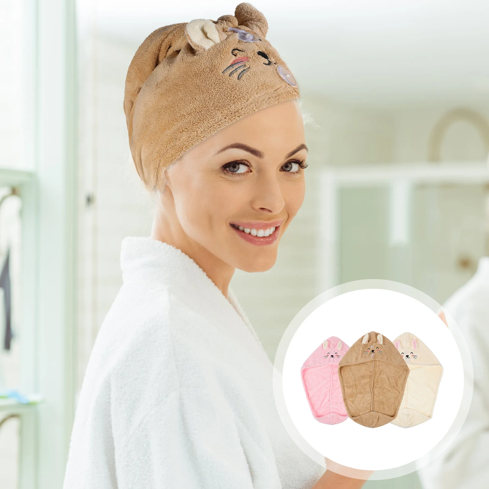 

Hair Towel Drying Turban Wrap Cap Shower Dry Fast Towels Head Quick Women Caps Absorbent Hat Microfiber Bonnet Button Rapid