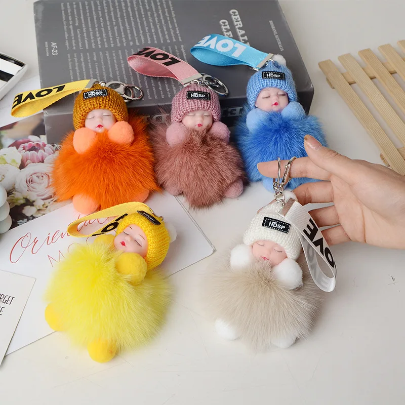 Cute Plush Keychain Sleeping Baby Doll Keychain Plush Kpop Accessories Pompom Keyring Toys For Girls Kawaii Keychain Bag Pendant 
Cute Plush Keychain Sleeping Baby Doll Keychain Plush Kpop Accessories Pompom Keyring Toys For Girls Kawaii Keychain Bag Pendant