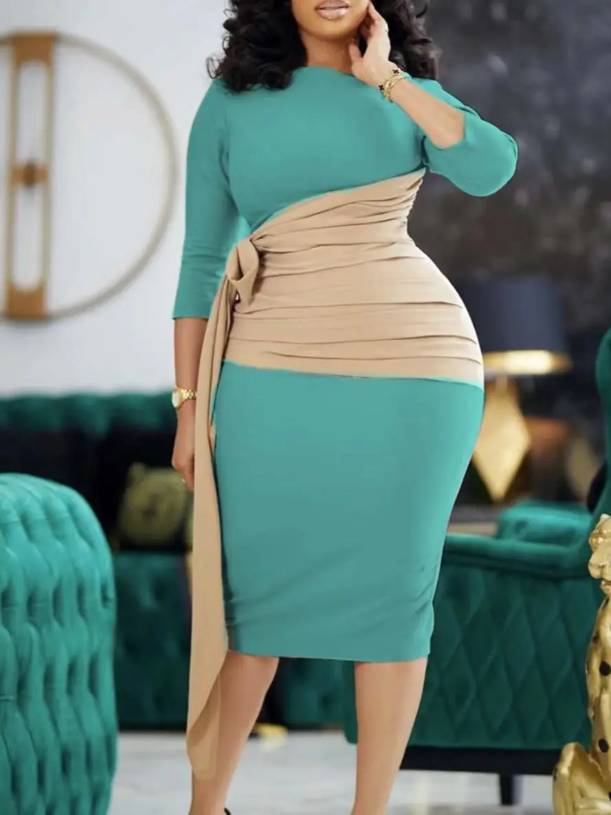 Autumn Fashion Elegant Colorblock Lace-Up Dress Women Office Ladies OL Colorblock Slim Dress Women
Autumn Fashion Elegant Colorblock Lace-Up Dress Women Office Ladies OL Colorblock Slim Dress Women