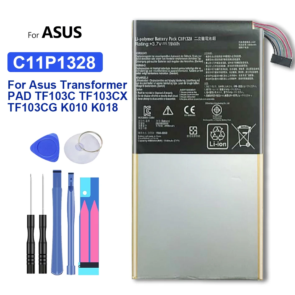 Tablet Battery C11P1328 4980mAh For Asus Transformer PAD TF103C TF103CX TF103CG K010 K018 with Track Code
Tablet Battery C11P1328 4980mAh For Asus Transformer PAD TF103C TF103CX TF103CG K010 K018 with Track Code