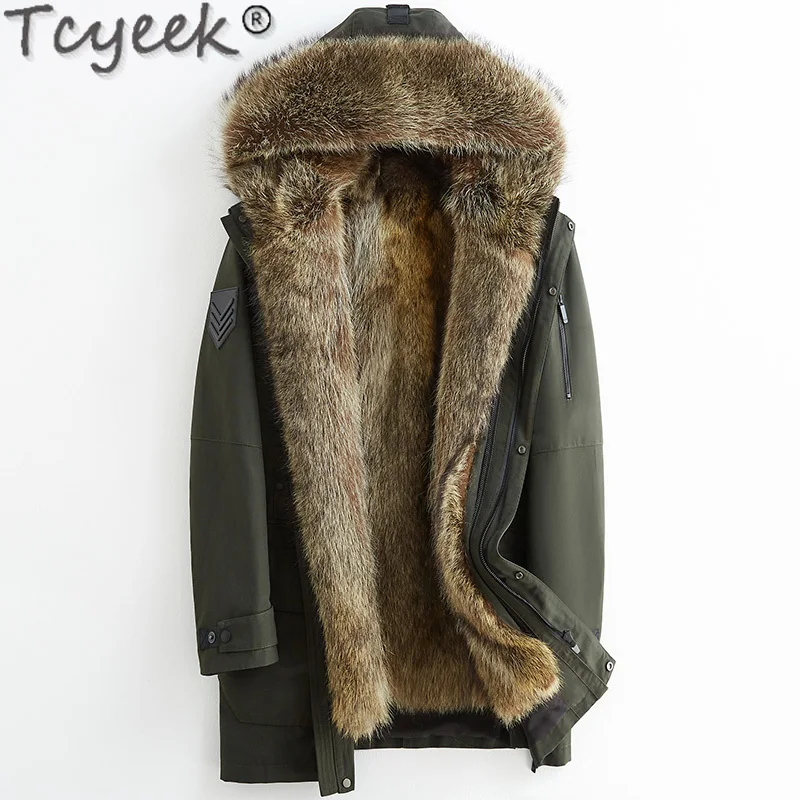 Куртка Tcyeek Мужская средней длины, теплая парка с подкладкой из меха енота, Модная приталенная зимняя одежда, Воротник из меха енота
Куртка Tcyeek Мужская средней длины, теплая парка с подкладкой из меха енота, Модная приталенная зимняя одежда, Воротник из меха енота