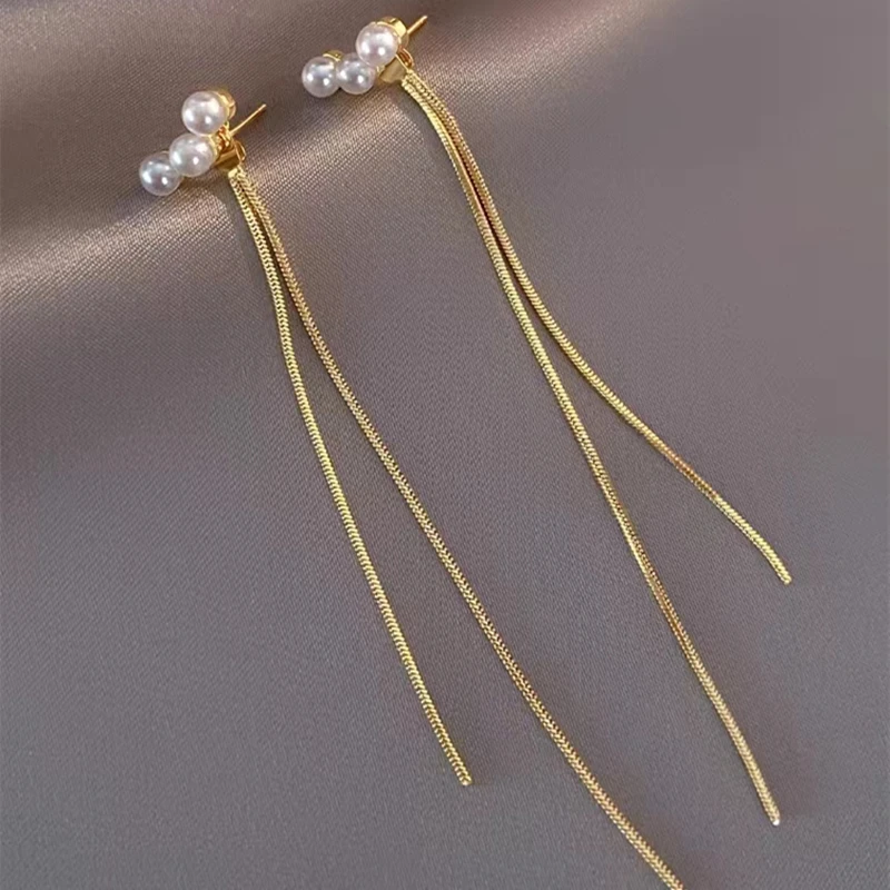 Long Chain Single Row Pearl Earrings for Women Bijoux Gold Color Long Tassel Dangle Earrings Weddings Piercing Jewelry Gifts
Long Chain Single Row Pearl Earrings for Women Bijoux Gold Color Long Tassel Dangle Earrings Weddings Piercing Jewelry Gifts