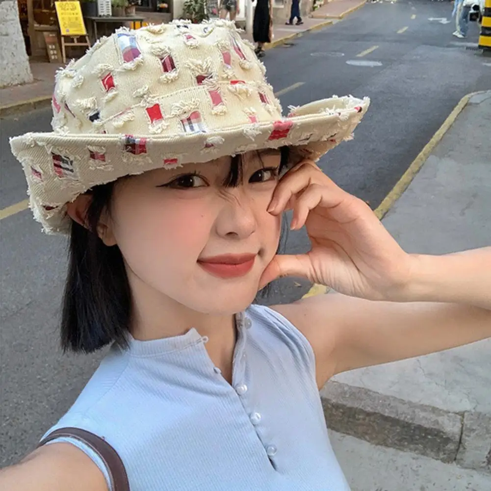 Breathable Hat Vintage Cowgirl Hats Stylish Windproof Breathable Headwear for Women with Ripped Patch Fixed Strap Design Brim
Breathable Hat Vintage Cowgirl Hats Stylish Windproof Breathable Headwear for Women with Ripped Patch Fixed Strap Design Brim