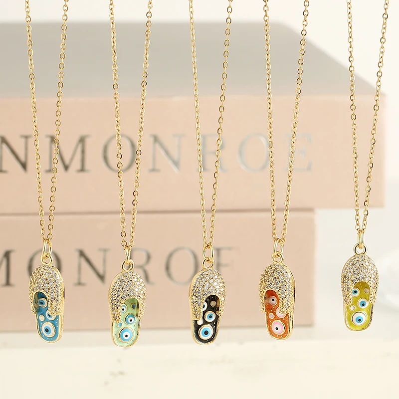 Oil Drip Evil Eye Necklace Diamond Inlay Shoe-shape Pendant Bohemian Light Luxury Choker Chains for Women Fashion Jewelry
Oil Drip Evil Eye Necklace Diamond Inlay Shoe-shape Pendant Bohemian Light Luxury Choker Chains for Women Fashion Jewelry
