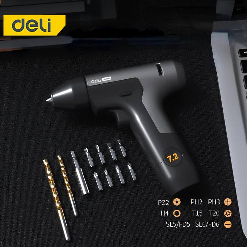 Deli Double Speed 7.2V Electric Screwdriver Electric Rechargeable Disassembling Machine Assembly Repair Tool Set Electric Drill
Deli Double Speed 7.2V Electric Screwdriver Electric Rechargeable Disassembling Machine Assembly Repair Tool Set Electric Drill