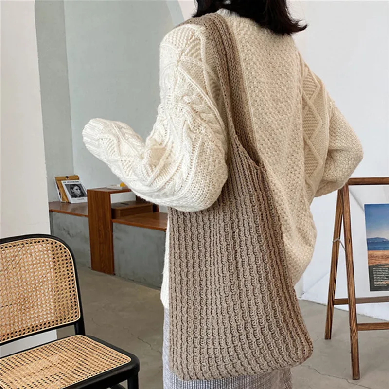 Wool Knitted Shoulder Shopping Bag For Ladies Vintage Fashion Girls Tote Shopper Bag Female Handbag
Wool Knitted Shoulder Shopping Bag For Ladies Vintage Fashion Girls Tote Shopper Bag Female Handbag