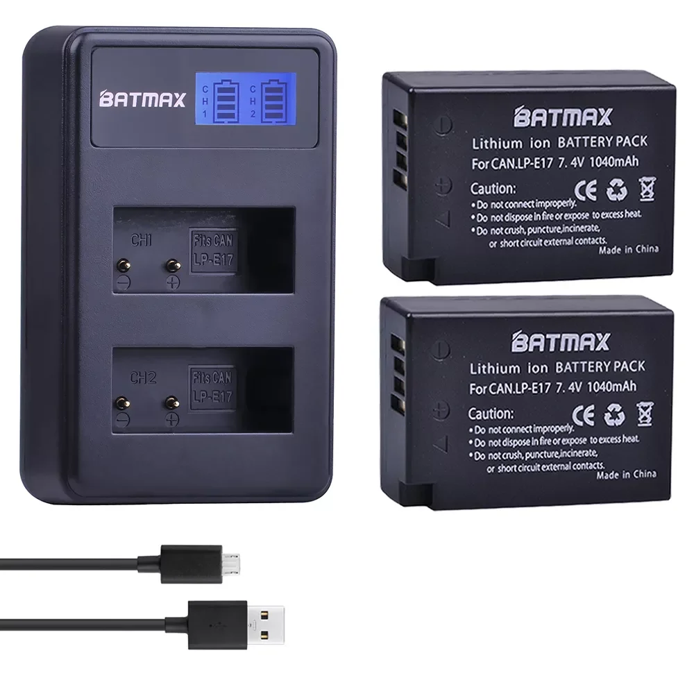 2X 1040mAh LP-E17 LP E17 E17 Camera Battery + LCD Dual USB Charger for Canon EOS M3 M5 M6 750D 760D T6i T6s 800D 8000D Kiss X8i
2X 1040mAh LP-E17 LP E17 E17 Camera Battery + LCD Dual USB Charger for Canon EOS M3 M5 M6 750D 760D T6i T6s 800D 8000D Kiss X8i