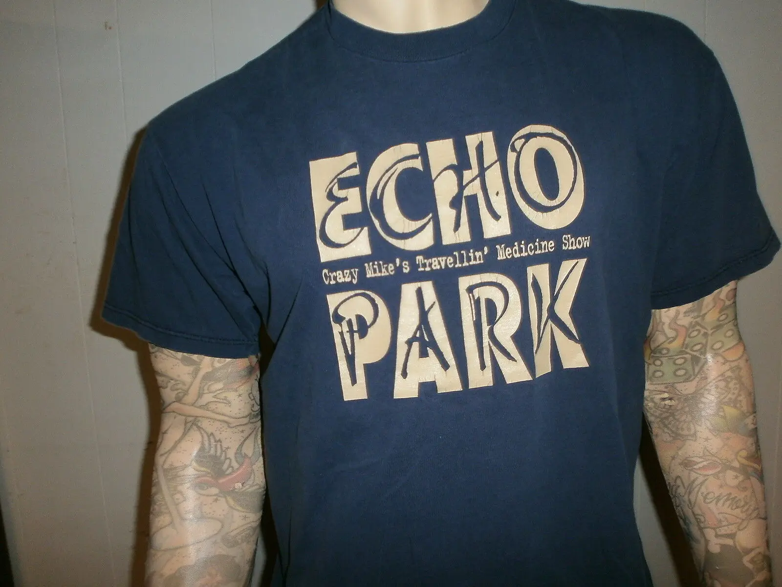 Футболка ECHO PARK Концертная группа Огайо vtg Крейзи Майк путешествие медицина шоу XL