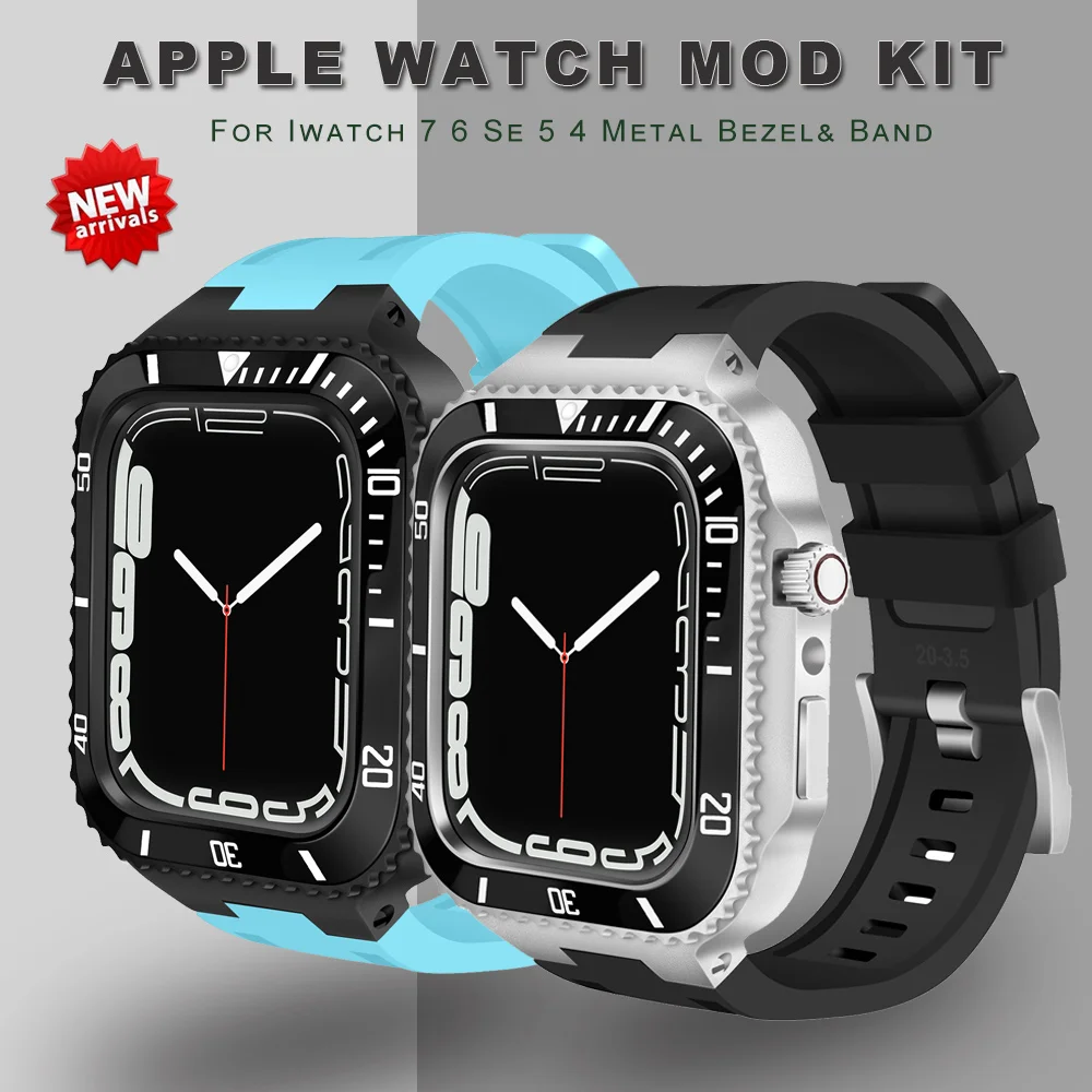 Modification Kit For Apple Watch 7 6 5 4 3 SE Metal Bezel Frame Rubber WatchBand For iWatch Refit Case Band 7 45mm 44mm 42mm
Modification Kit For Apple Watch 7 6 5 4 3 SE Metal Bezel Frame Rubber WatchBand For iWatch Refit Case Band 7 45mm 44mm 42mm