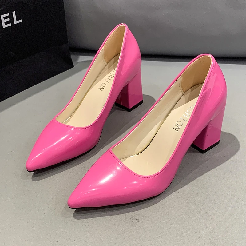 Women's High Heels Shoes Spring Summer Candy Colors Pu Leather Chunky Heel Female Pumps Pointed Toe Party Dress High Heels 2022
Women's High Heels Shoes Spring Summer Candy Colors Pu Leather Chunky Heel Female Pumps Pointed Toe Party Dress High Heels 2022