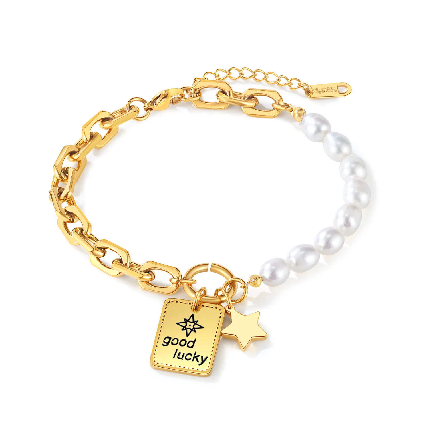 Fashion Stainless Steel Thick Chain Good Luck Pendant Bracelets For Women Small Cube Pearl Splice Bracelet Trend Jewelry
Fashion Stainless Steel Thick Chain Good Luck Pendant Bracelets For Women Small Cube Pearl Splice Bracelet Trend Jewelry