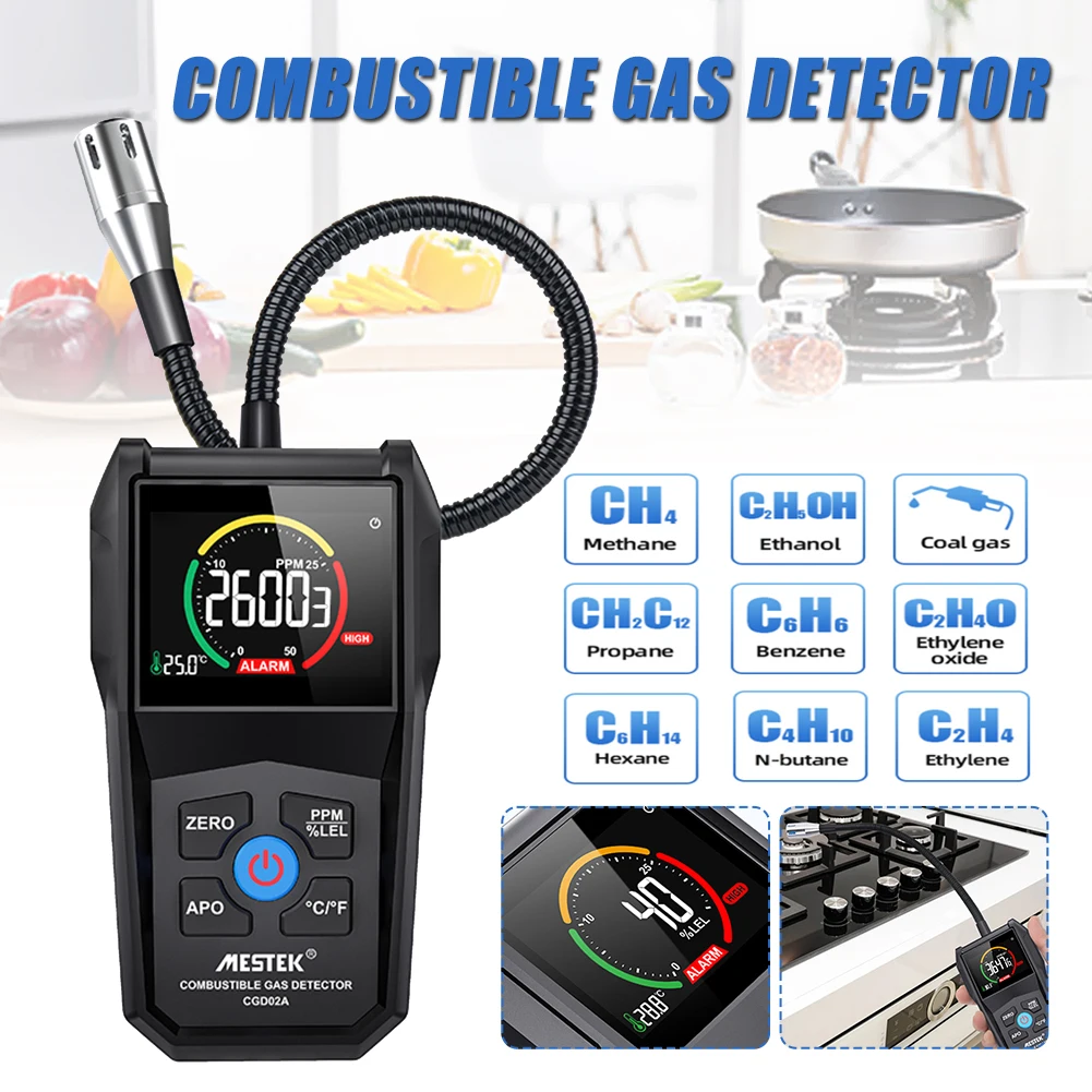 50000 PPM 100% LEL Gas Leak Detector Metal Probe CGD02A Combustible Gas Analyzer Portable Gas Sniffer Like Methane Butane Hexane
50000 PPM 100% LEL Gas Leak Detector Metal Probe CGD02A Combustible Gas Analyzer Portable Gas Sniffer Like Methane Butane Hexane