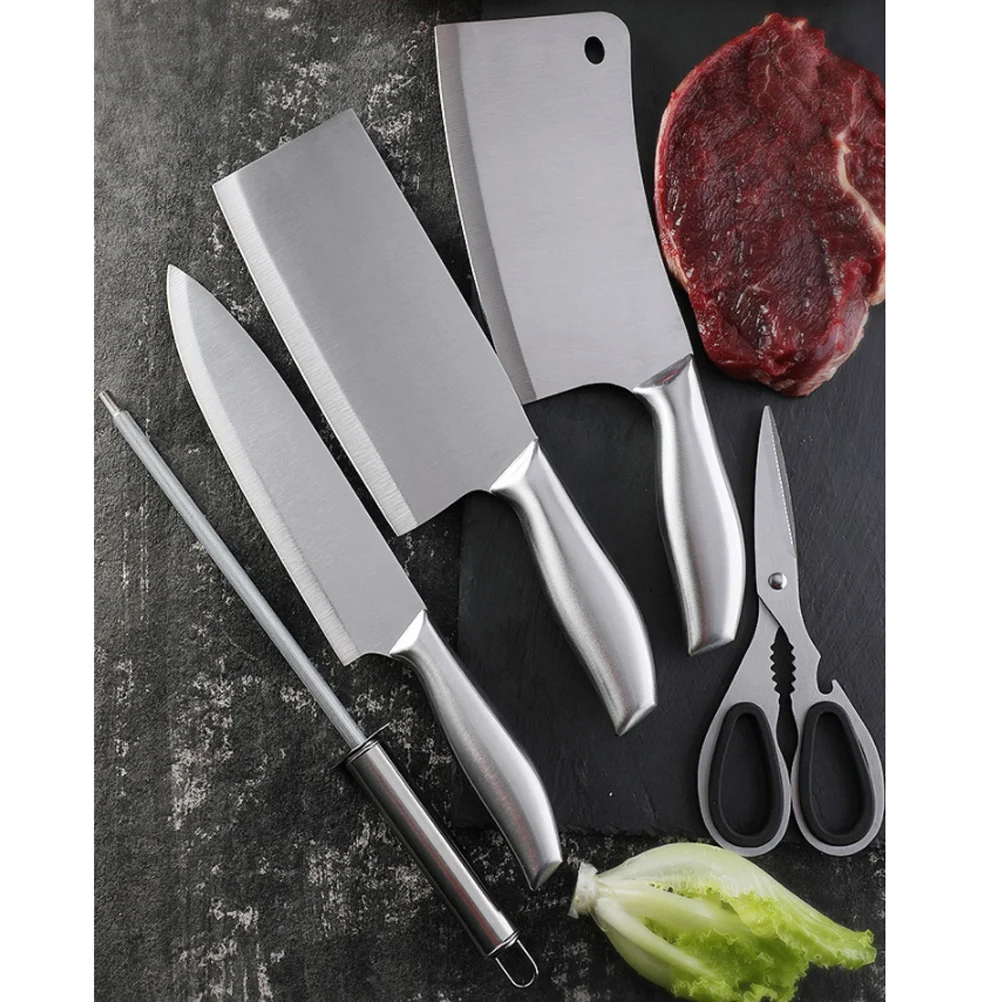 6 Pcs Cleavers Kit Stainless Steel Tarnish Resistant Durable Sharpening Stick Cleaver for Restaurant
6 Pcs Cleavers Kit Stainless Steel Tarnish Resistant Durable Sharpening Stick Cleaver for Restaurant